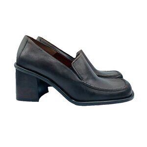 Nine West Shoes Womens Size 10 M Brown Leather Kinetic Chunky Heels Y2K Square